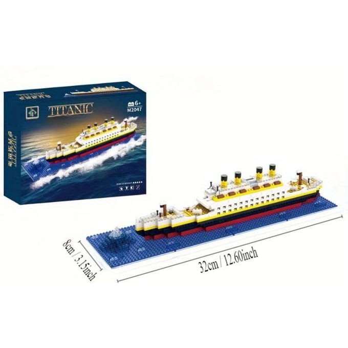 Titanic Micro Bouwstenen DOE-HET-ZELF Gemonteerd Boot Speelgoed Cruise Sieraden Educatief Handgemaakt Model blue