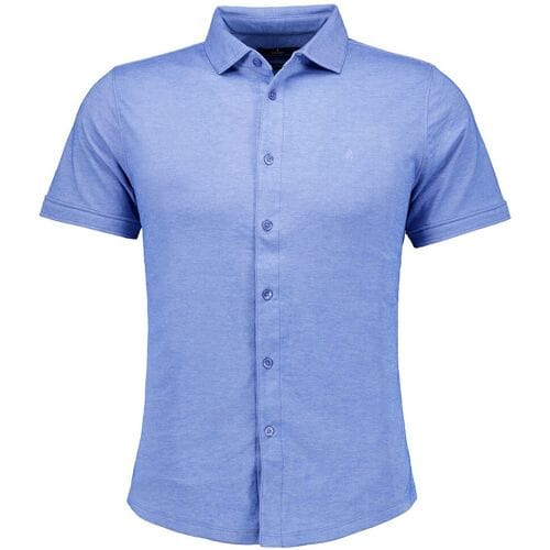 Ragman Overhemd Soft Knit Easy Care Short Sleeve Solid Color Blauw / male