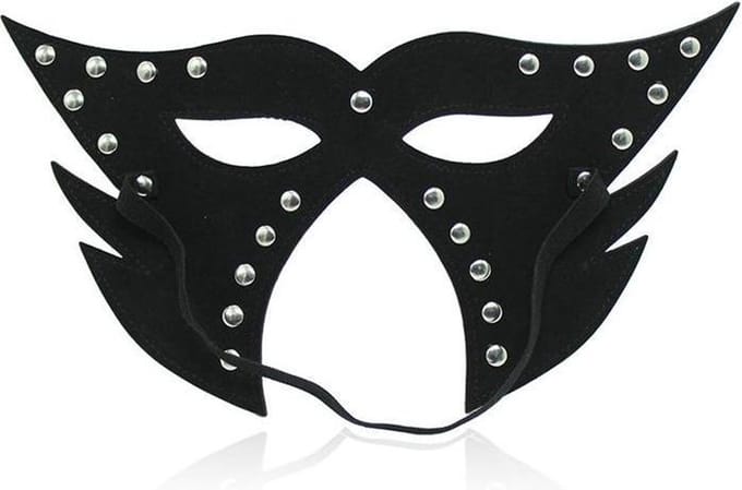 Kattenmasker met uitsparing voor neus en mond - zwart