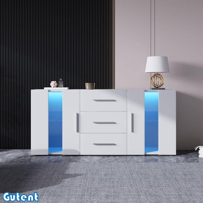 Gutent Dressoir-Met 16 Kleuren-LED Lichten-140*35*70cm-Wit