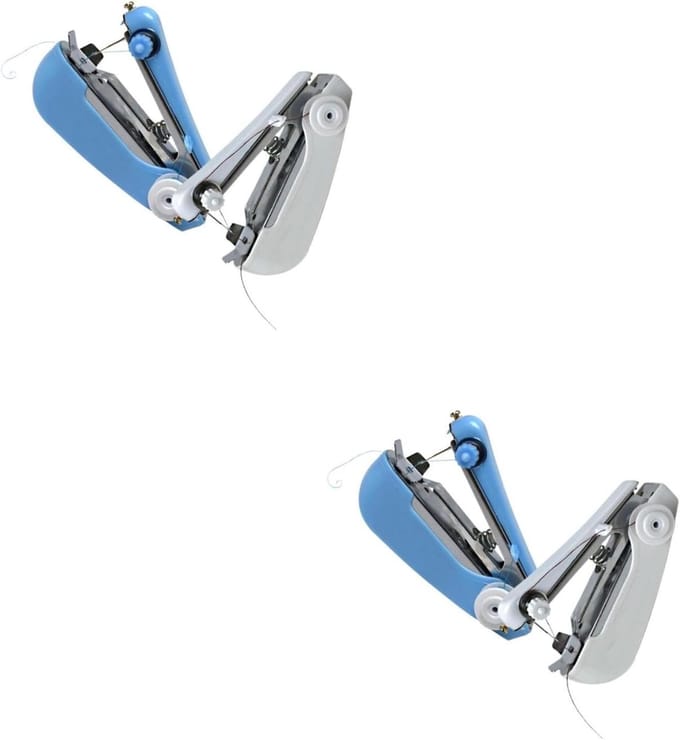 Naaimachine Set - Mini Naaimachine - Kleding Repareren - Draagbaar Ontwerp - 4 Stuks - Wit Blauw