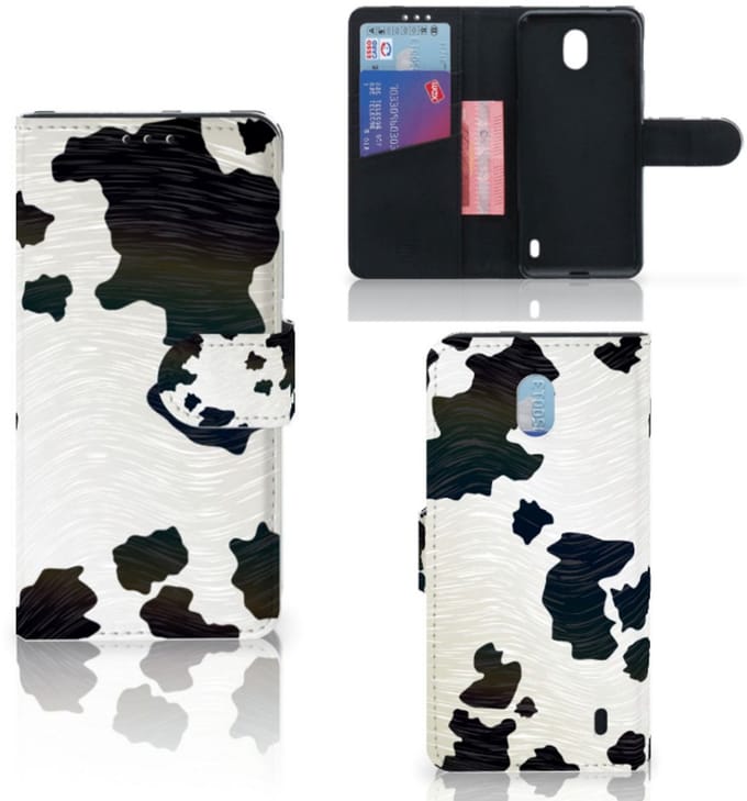 Nokia 1 Plus Telefoonhoesje met Pasjes Koeienvlekken