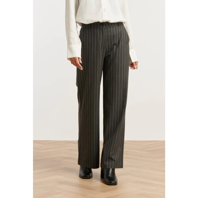 Smashed Lemon Grijs en wit pinstriped broek |