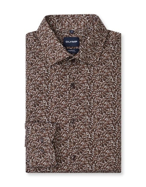 OLYMP Luxor 24/Seven Overhemd, Modern Fit, New Kent, Bruin