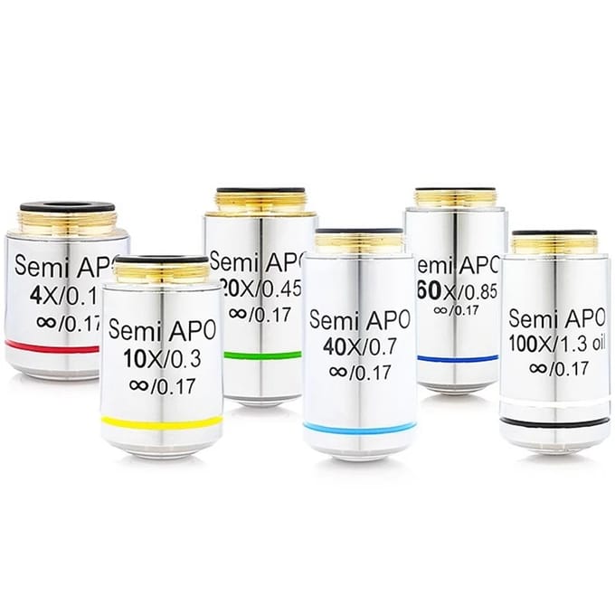 4X10X20X40X60X100X Plan Semi-Apochromate Infinity Biologische Microscoop Objectief Professionele Infinity Microscopio Objectief