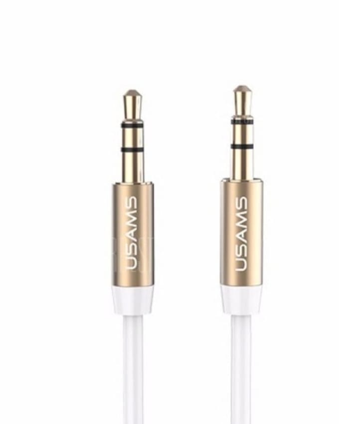 USAMS AUX Cable 1m AUX (3.5mm Male) - Wit/Goud