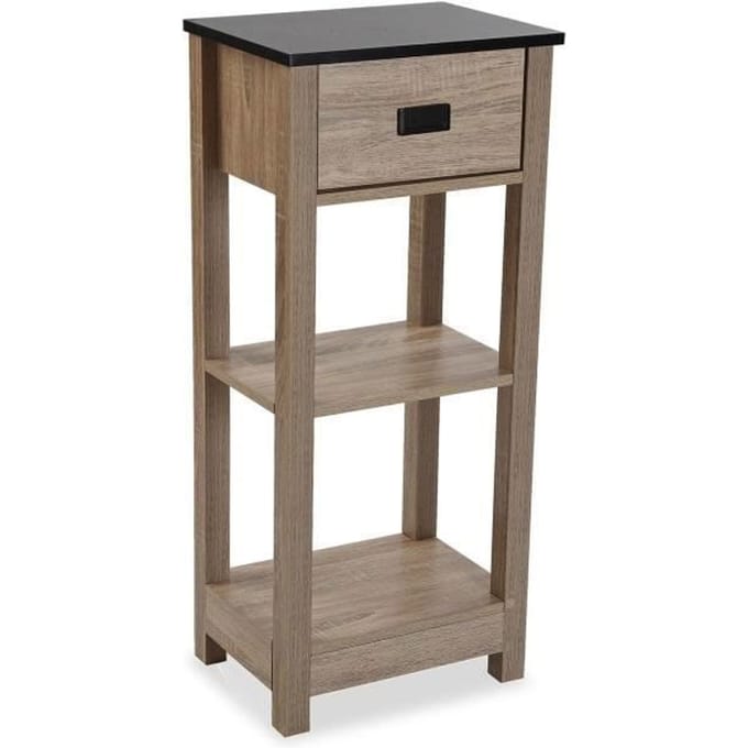 Badkamerkast Quino - 2 planken en lades van MDF Hout - Bruin - Versa