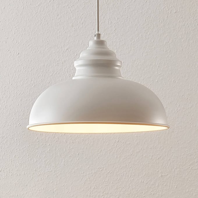 Lindby - hanglamp - 1licht - Metaal - H: 19 cm - E27 - wit mat