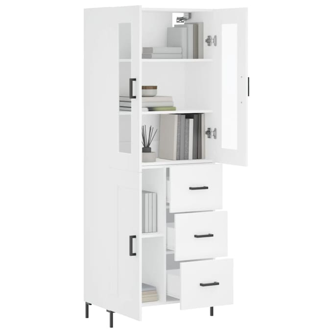 vidaXL - Hoge - kast - 69,5x34x180 - cm - bewerkt - hout - wit