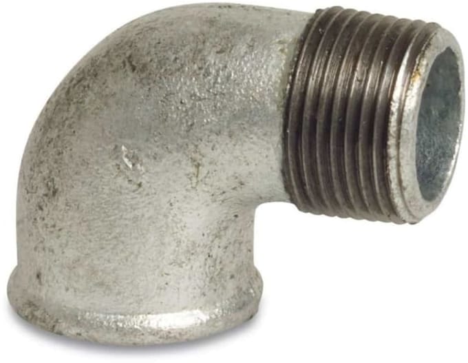 Tempergietfitting, Draadfitting 3/8 inch, Haakse fitting 90 graden