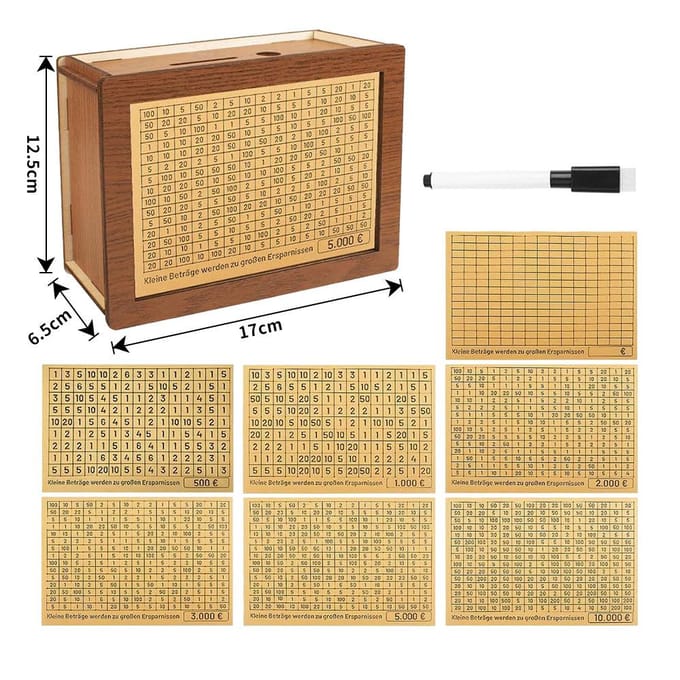 Tirelire en bois avec compteur d'argent, tirelire, boîte d'épargne pour pièces de monnaie beige