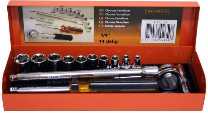 Skandia dopsleutelset 1/4 14-delig