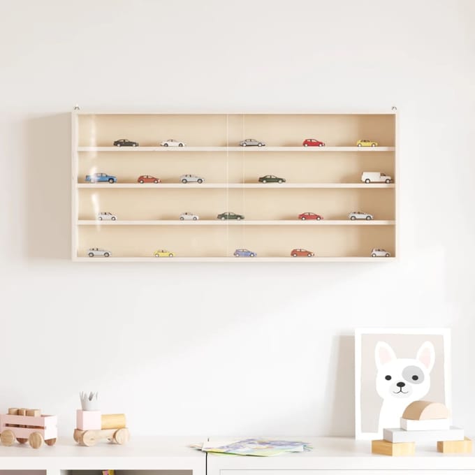 vidaXL - Houten - vitrinekast - met - deuren - 80x8,5x37cm