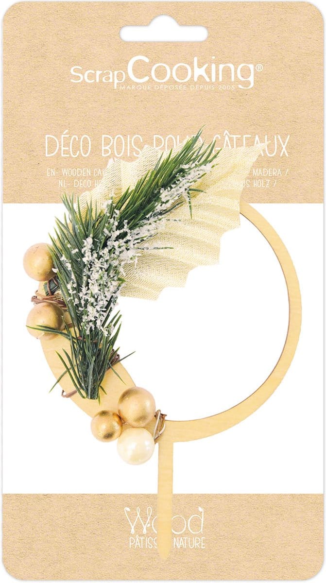 ScrapCooking Houten Cake Topper Kerstkrans