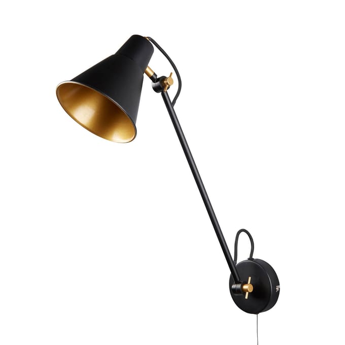 Searchlight Wandlamp 6302 van metaal, zwart-goud