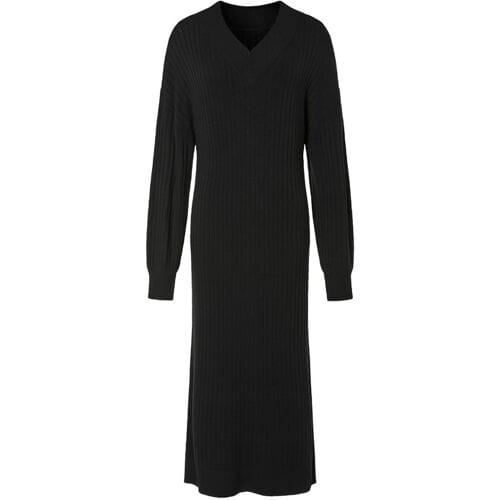 ESMARA Dames midi-gebreide jurk (Zwart, S (36/38))
