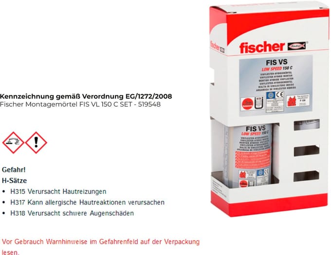 Fischer Montagemortel FIS VL 150 C SET - 519548