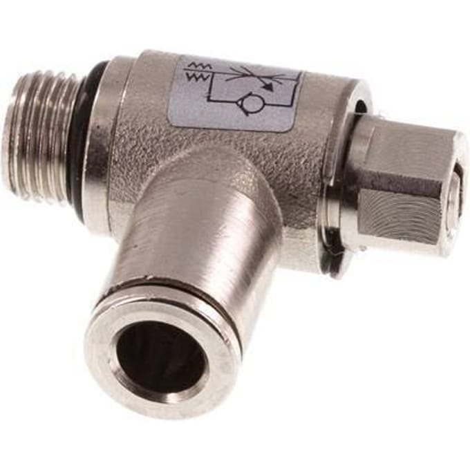 L-stuk Regelventiel 6 mm - G1/8'' Regeling-in Messing Sleufschroef