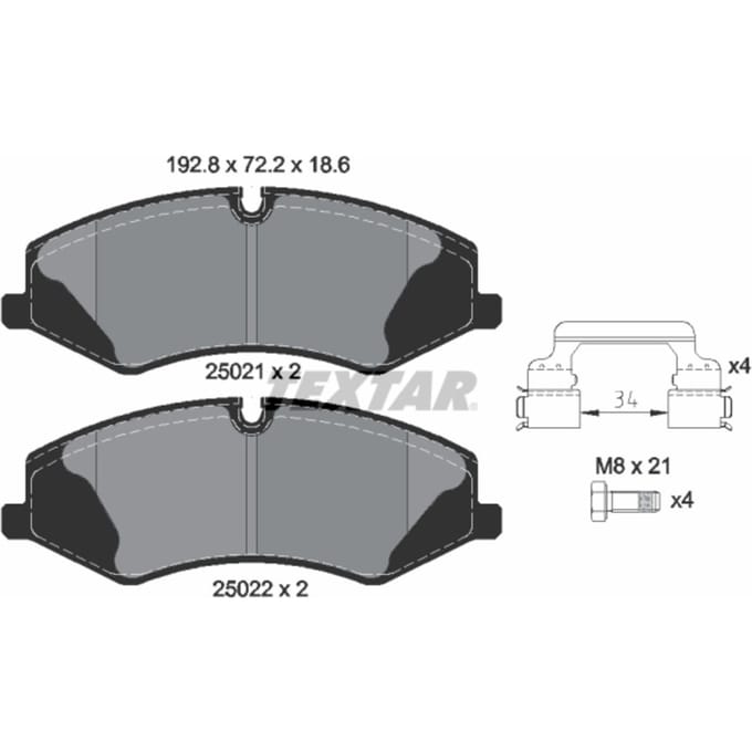 Remblokset TEXTAR 2502101, voor