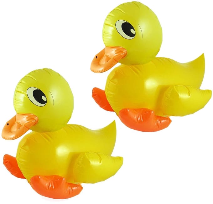 Opblaasbare badeend van 42 cm - 2x - eendjes - geel - pvc - feest decoraties - badeendjes