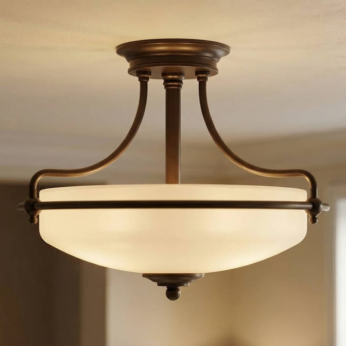 Quoizel LED Plafondlamp Griffin | 3X E27 Max 60W | Dimbaar | Palladian Bronze
