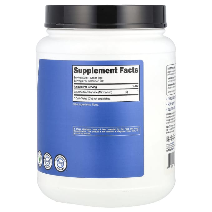 Nutricost, Athletic Performance, Creatine Monohydraat, Ongeflavoreerd, 1 kg (1 kg)