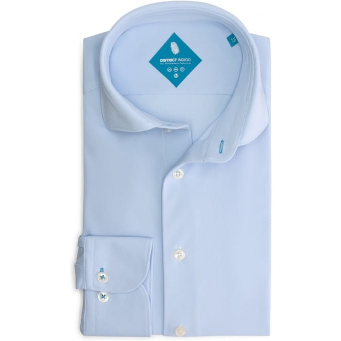 District Indigo Overhemd Pique Performance Licht Blauw   43
