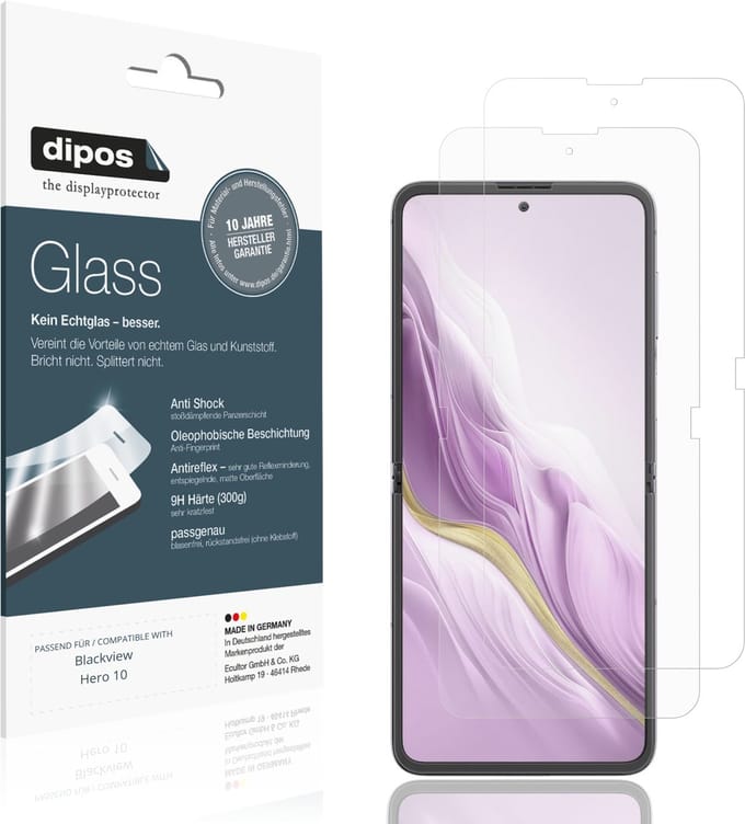 dipos – 2x Matte Pantserfolie geschikt voor Blackview Hero 10 Buitenkant | 9H Screenprotector