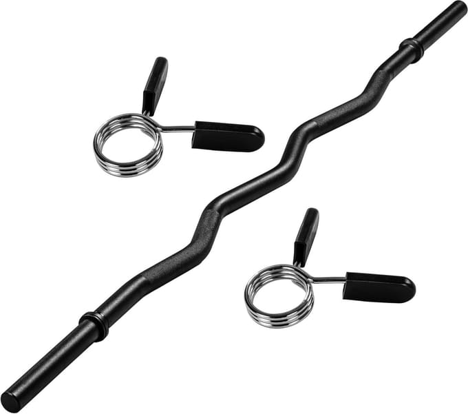MOVIT EZ Curl Stang 130 cm - Halterstang - Barbell - Curl Bar - Veersluiting - 30 mm - Zwart