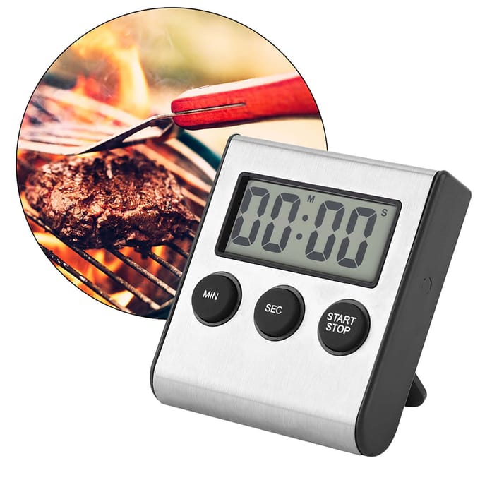 Digitale Keukentimer Desktop Wandmontage Timer Wekker Met Luid Alarm Groot Cijfer gray