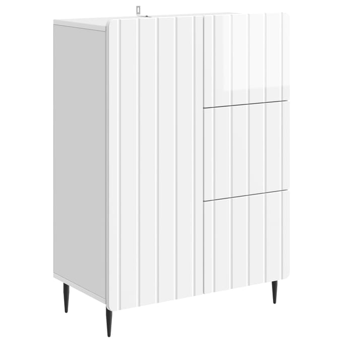 vidaXL - Dressoir - Hoogglans - Wit - 66 - x - 34,5 - x - 91,5 - cm - Bewerkt - hout