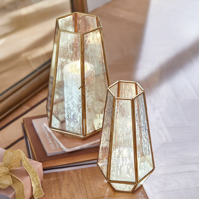 LOBERON Windlicht set van 2 Mouniza messing
