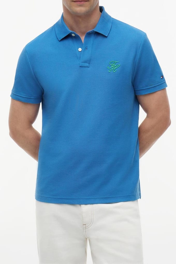 Tommy Hilfiger Th Script Regular Polo Blue Orbit Größe: M | Poloshirts Outlet | Herren | Blau