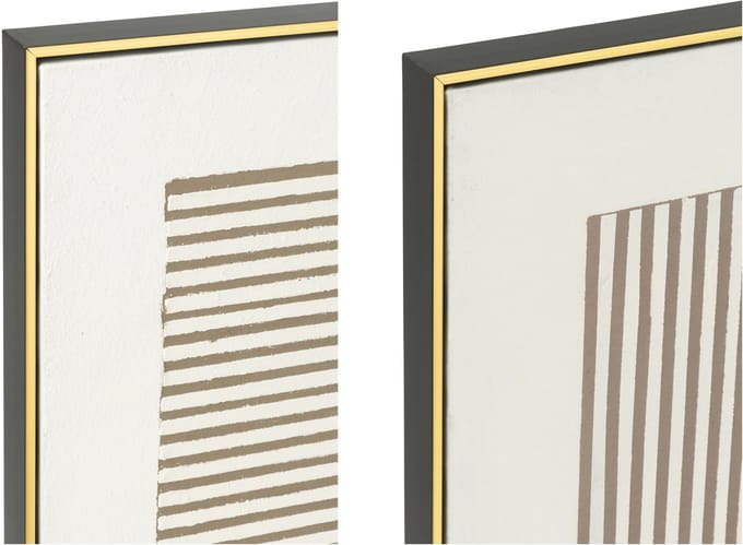 J-Line wanddecoratie Lame - canvas - ecru/taupe - 2 stuks