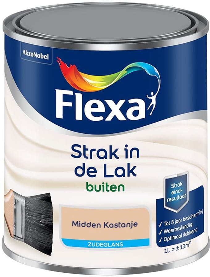 Flexa - Strak In De Lak Buitenlak Zijdeglans - Midden Kastanje - Mengverf - 1 L