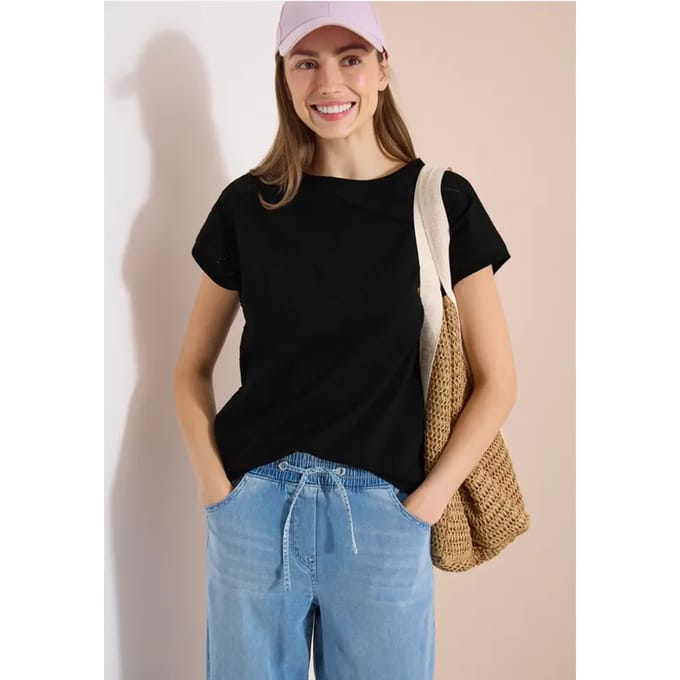 Shirt met boothals en textuur