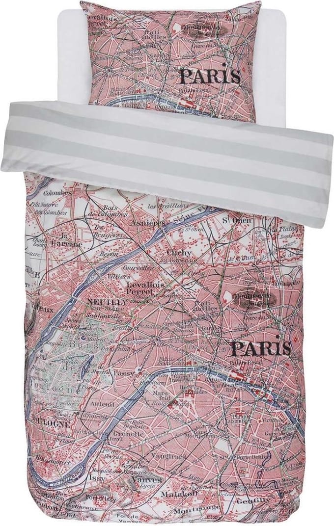 Covers & Co Paris Citymap Dekbedovertrek - Eenpersoons - 140x200/220 cm - Multi