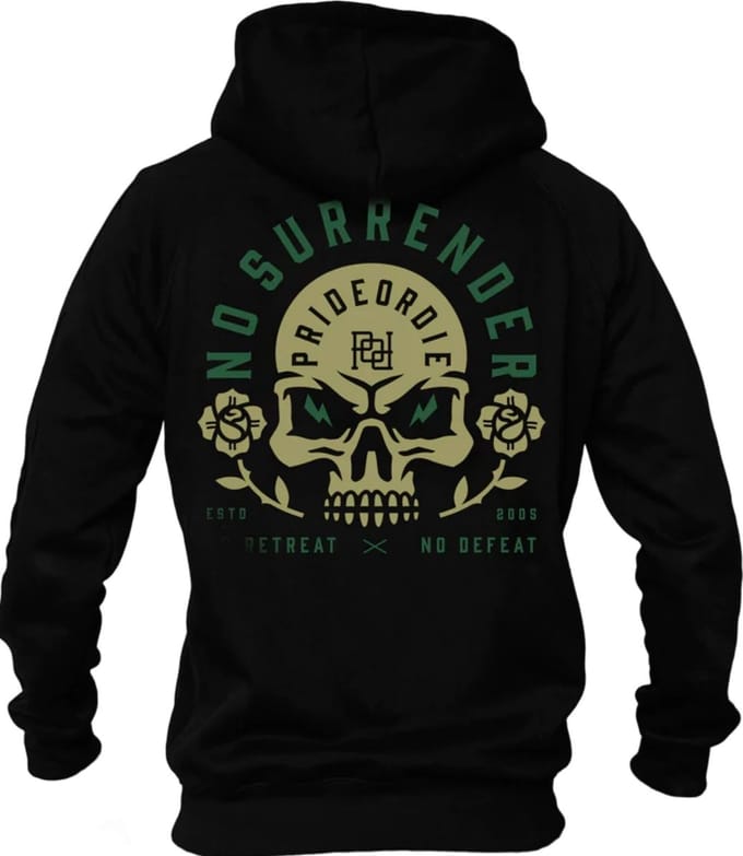 PRIDE or DIE Hoodie Vest NO SURRENDER Zwart - M