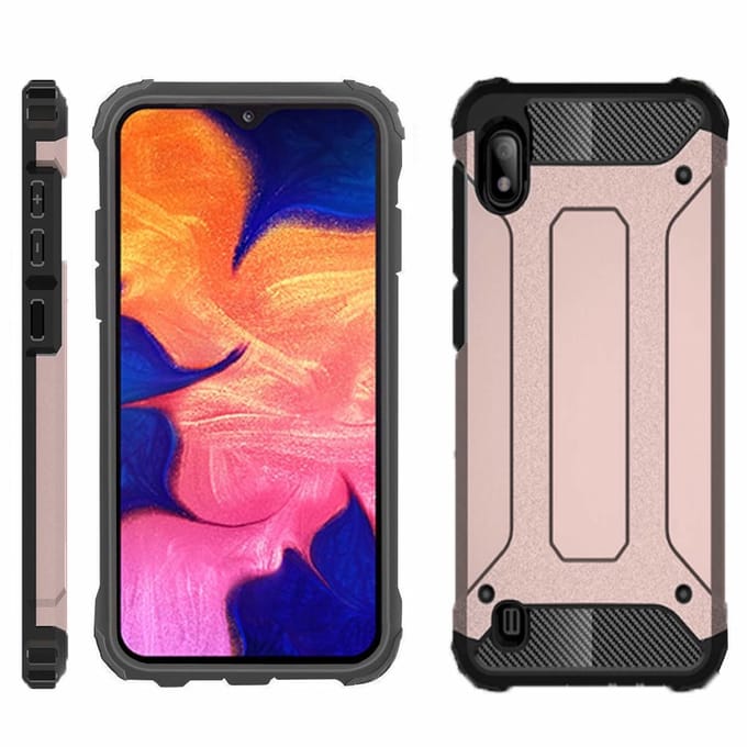 Ntech Hoesje Geschikt Voor Samsung Galaxy A10 Armor hoesje - Rose Goud