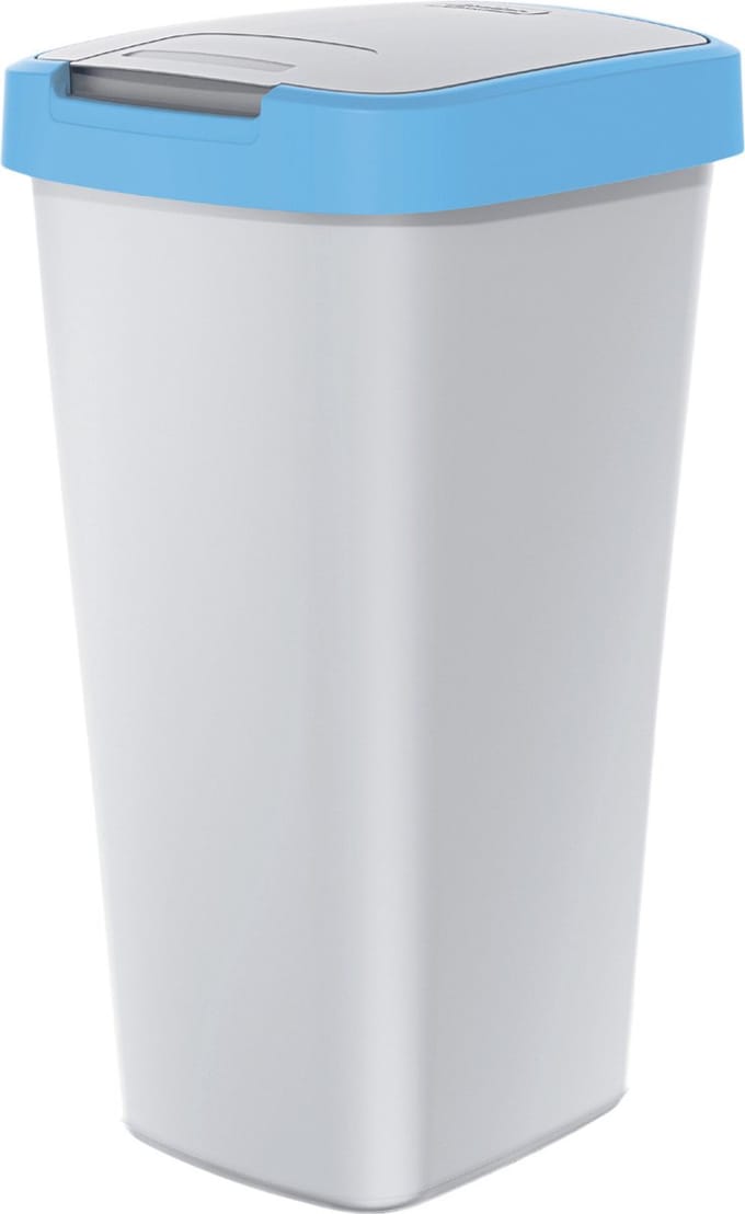 Keden - Compact Q - Afvalbak 25L - prullenbak - Askleur met lichtblauw frame