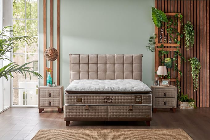 BSS Bedding Cotton - boxspring bed met opbergruimte - boxspring 140x200 - incl. luxe matras en hoofdbord