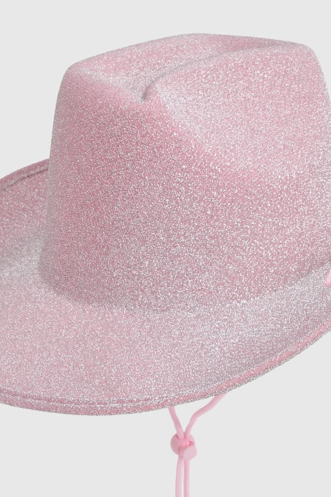 boohoo Dames Roze Glitter Cowboyhoed