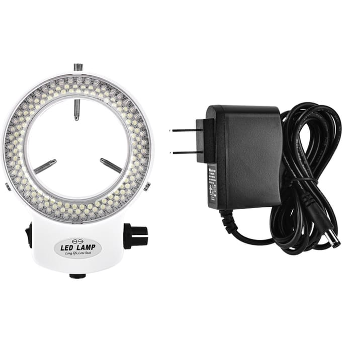 Caméra de microscope 144 LED Source lumineuse Luminosité réglable Lampe annulaire US plug blanc