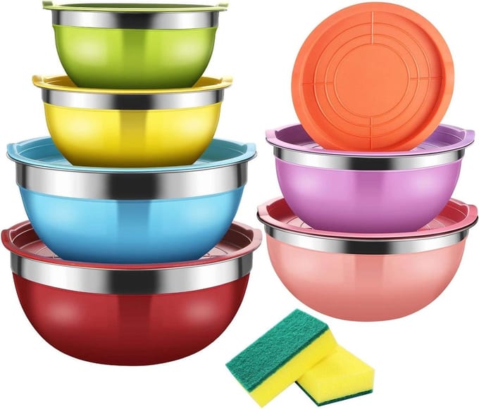 Roestvrijstalen kom met deksel - set van 7 stuks - Premium Bowls