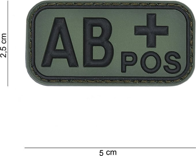 Embleem 3D PVC bloedgroep AB+ positief green
