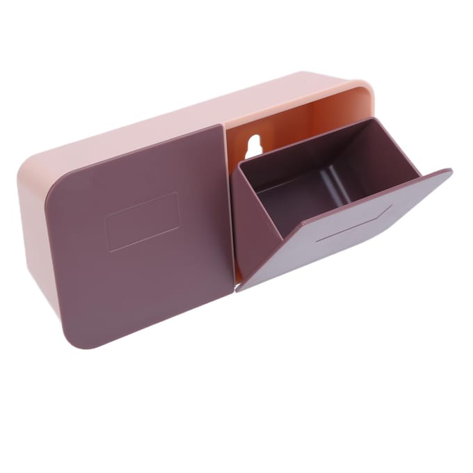 Make-updoos Wandmontage Klapdeksel Verwijderbare Wasbare Watjes Organizer voor BadkamerRoze Paars white
