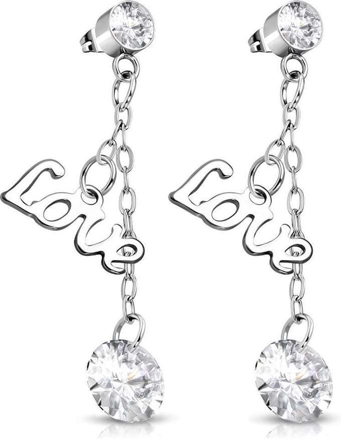 Amanto Oorbellen Benck - 316L Staal - Tekst - Love - 42x8mm