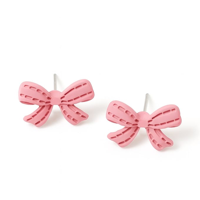 Strikjes oorbellen | roze