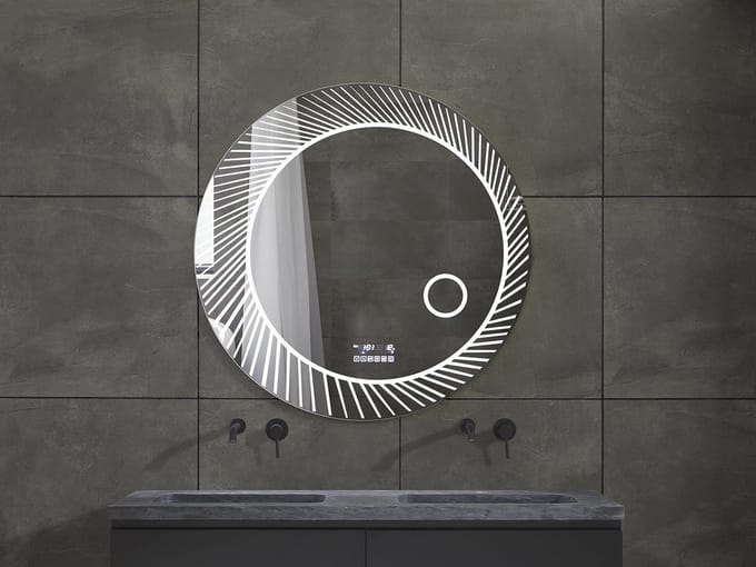 Mawialux LED Badkamerspiegel - Bluetooth en speakers - 100cm - Rond - Verwarming - Touchscreen - Dimbaar -  Imelda PLUS