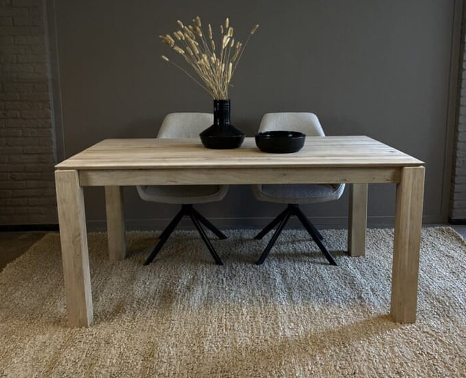 Meubelplaats Eettafel Viggo Uitschuifbaar Naturel Eikenhout 160x210 cm - Naturel